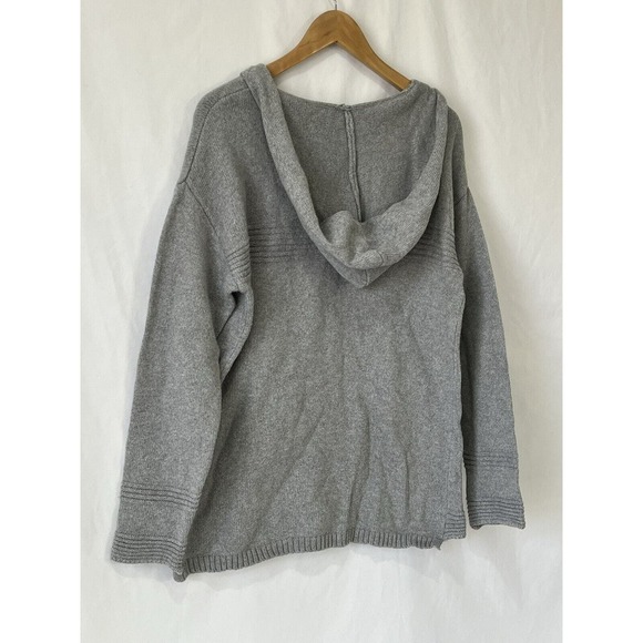 soft surroundings hoodie sweater knit gray size Small S Pullover keyhole front - Picture 6 of 9
